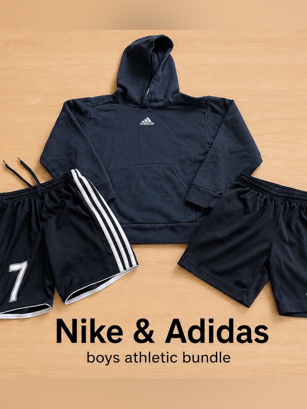 Boys Nike & Adidas Athletic Bundle Size Small 8 Hoodie + 2 Shorts